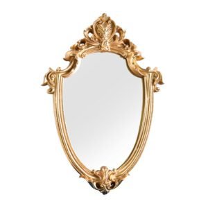 Vintage old golden embossed hollow makeup mirror