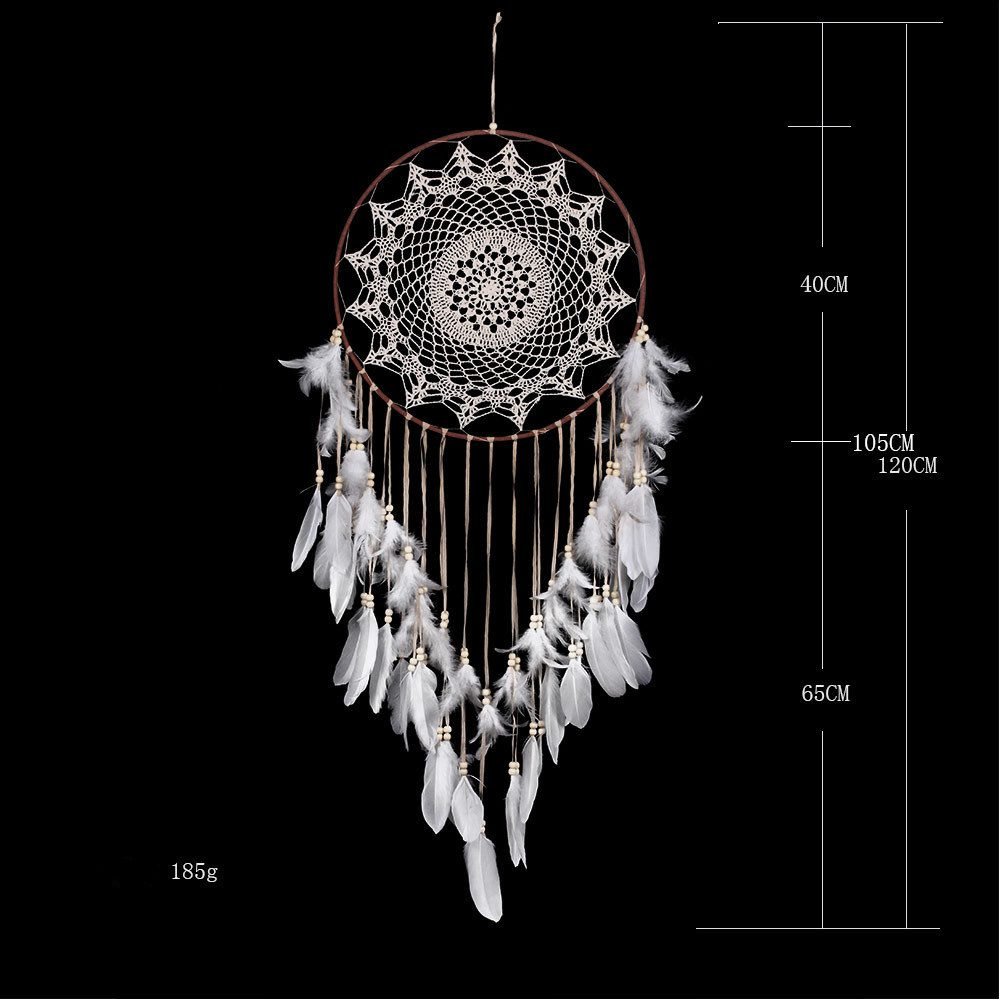 White Feather Dream Catcher Large Pendant Hand-woven Home Decoration - Image 9