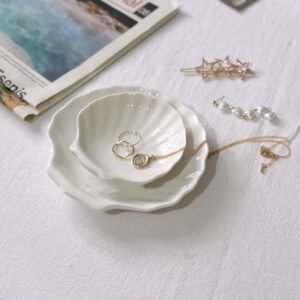 Vintage White Ceramic Shell Dial Sauce Jewelry Storage Tray Tray