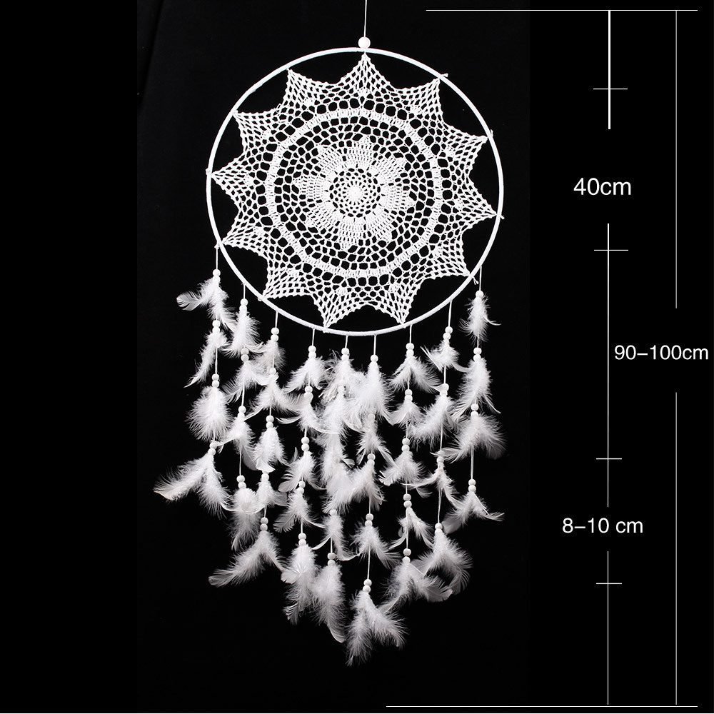 White Feather Dream Catcher Large Pendant Hand-woven Home Decoration - Image 2