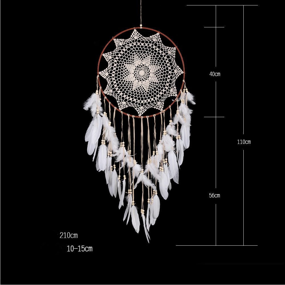 White Feather Dream Catcher Large Pendant Hand-woven Home Decoration - Image 7