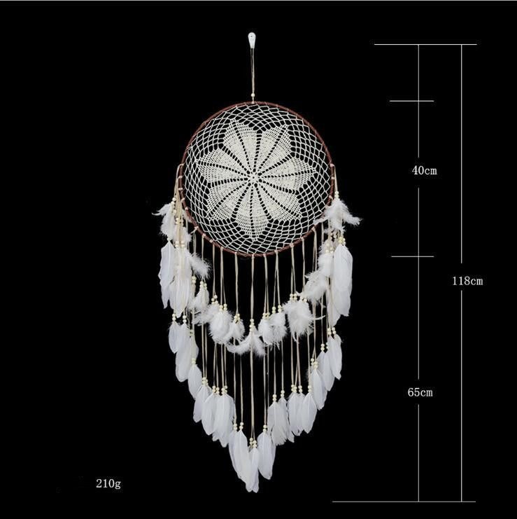 White Feather Dream Catcher Large Pendant Hand-woven Home Decoration - Image 5