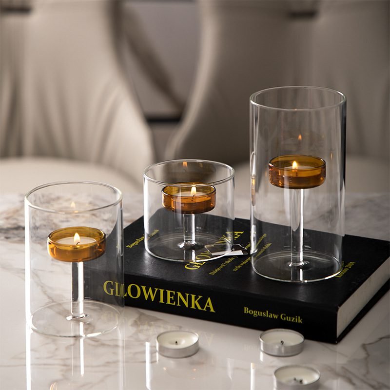 Dining Table Glass Candle Holder Dinner Props Ornaments - Image 3