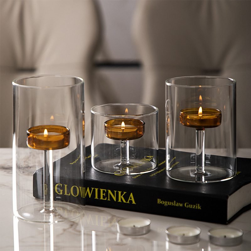 Dining Table Glass Candle Holder Dinner Props Ornaments - Image 9