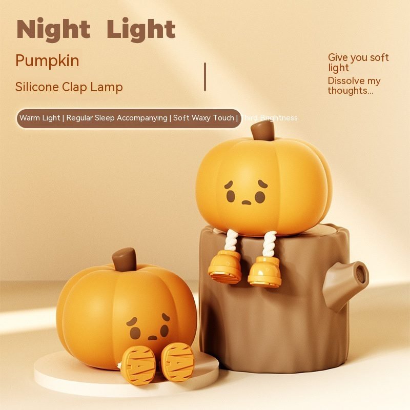Pumpkin Lamp Small Night Lamp Halloween Silicone Pat Lamp Ambience Light - Image 9