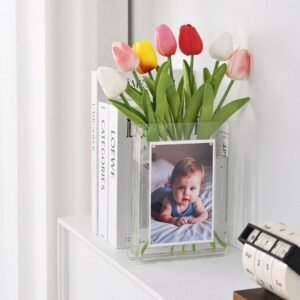 Transparent Book-shaped Vase Photo Holder