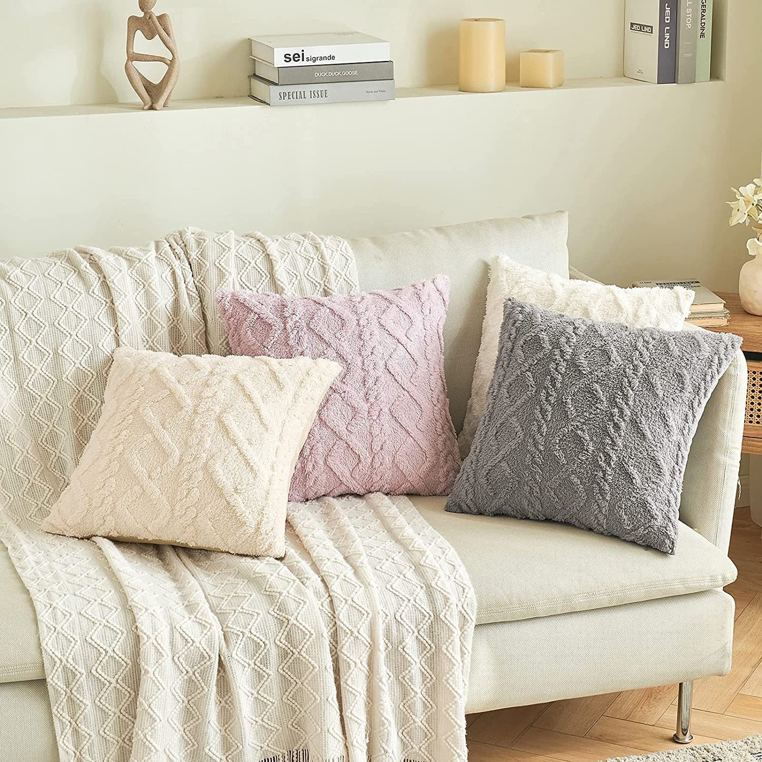 Cut Flower Pillow Cover Plush Jacquard Cushion Cover - Image 2