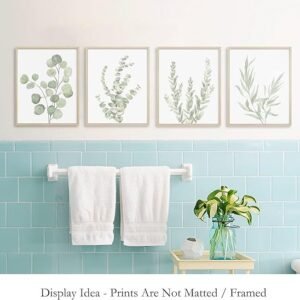 4PCS 8X10in,Botanical Plant Canvas Wall Art, Framed Boho Wall Decor For Bathroom, Minimalist Aesthetic Bedroom Wall Art