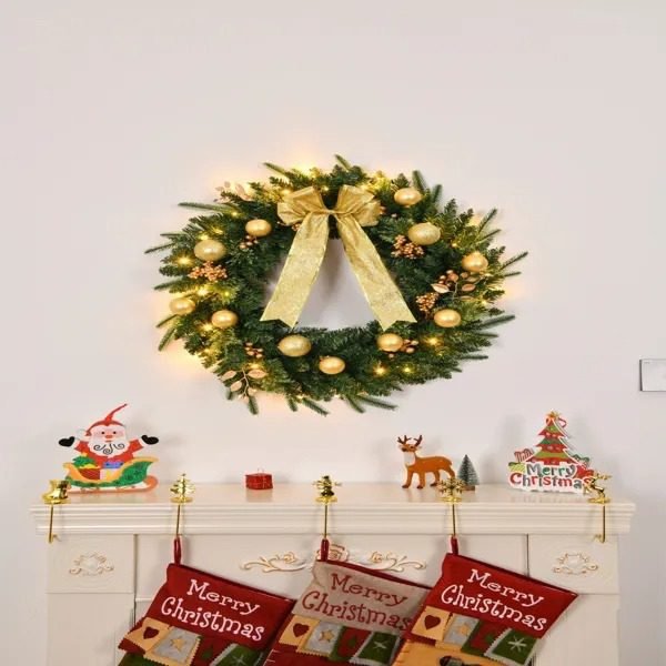 24in Pre-lit Battery Powered Christmas Wreath With Remote - Image 5