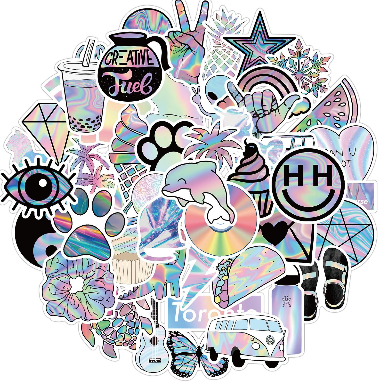 Holographic Alien Waterproof Sticker Pack