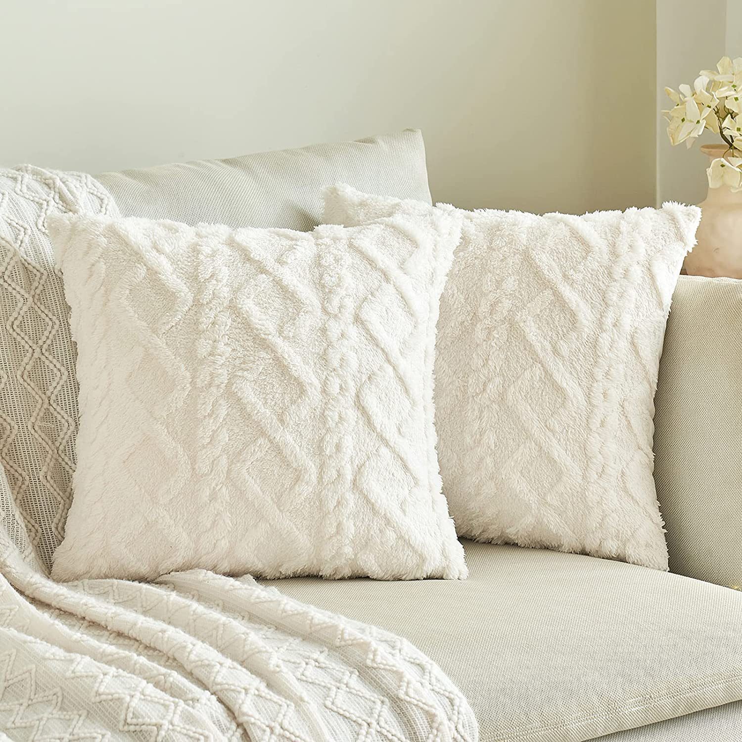 Cut Flower Pillow Cover Plush Jacquard Cushion Cover - Image 8