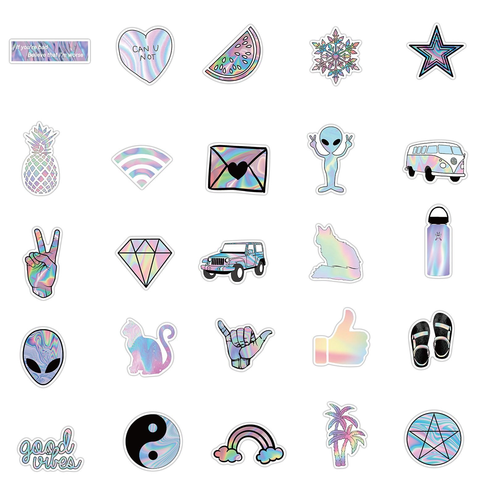 Holographic Alien Waterproof Sticker Pack - Image 4