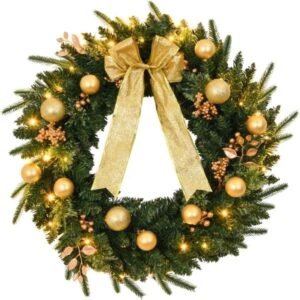 24in Pre-lit Battery Powered Christmas Wreath With Remote