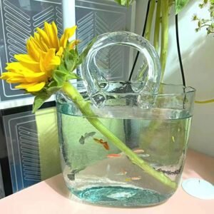Shopping Bag Portable Transparent Glass Vase