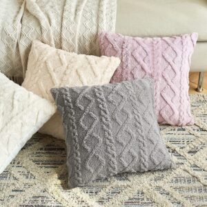 Cut Flower Pillow Cover Plush Jacquard Cushion Cover